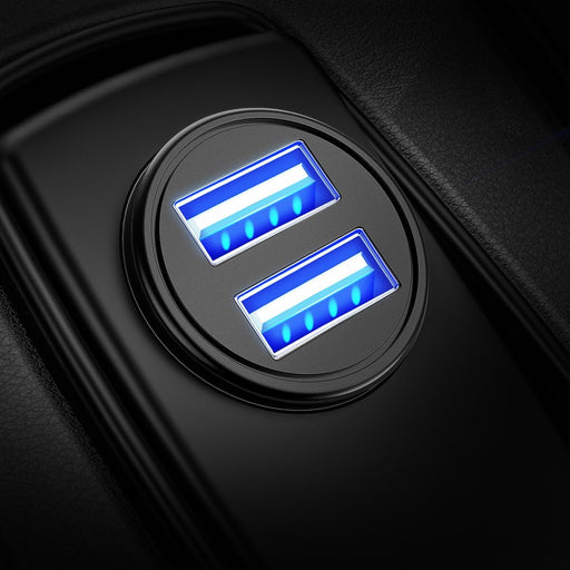Car Charger Adapter【Smallest Metal】 4.8A Cigarette Lighter USB Car Charger Adapter Dual Port 12V USB Outlet Flush Fit for Iphone 16 Pro Max/15/14 Ipad Air Samsung Galaxy S25 S24 Ultra,Black