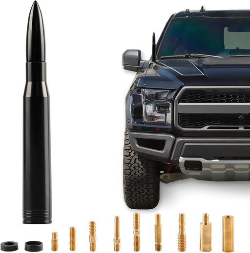 Universal Car Antenna Replacement Compatible with Ford, Dodge, Chevrolet, GMC, Jeep, Toyota Truck Replacement Antenna - Made of Rugged Billet and Aluminum, Black, Car Accessories