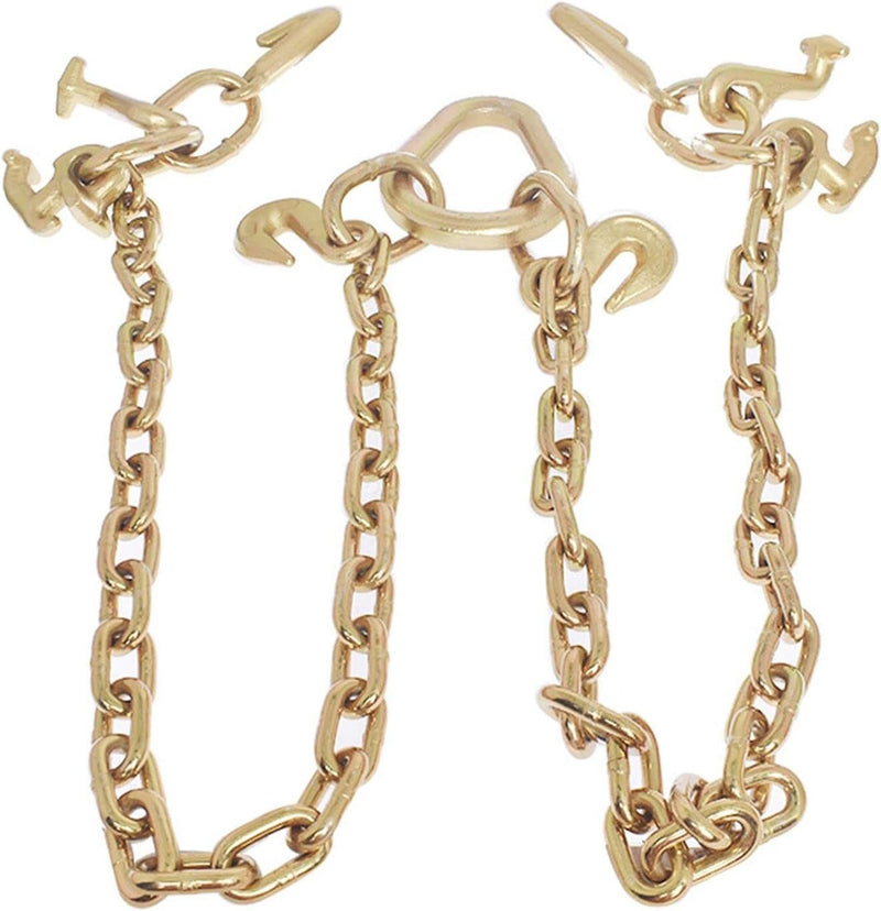 "Heavy Duty Tow Chain V-Bridle with Cluster Hooks - Ideal for Tow Trucks and Wreckers"