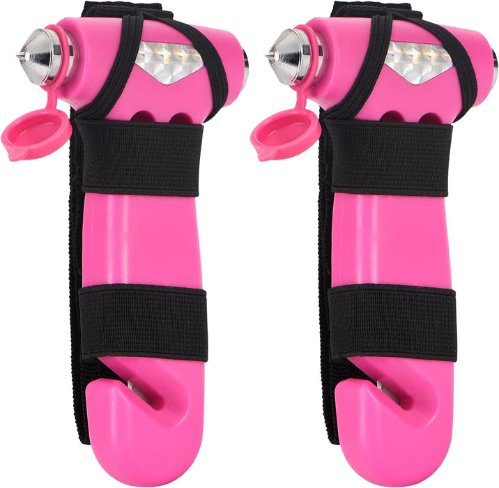 2-Pack Car Safety Hammer Seatbelt Cutter, Auto Emergency Escape Hammer with Window Glass Breaker and Seat Belt Cutter, Striking Red Escape Tool for Car Accidents