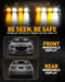 2002L Emergency Dash Strobe Lights: Amber White Safety Lights, Flashing Warning Hazard Windshield Visor Traffic Light Bars for Trucks, Construction Vehicles (2X8.5 Inch, 48LED)