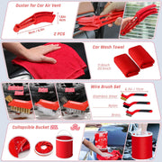37PCS Car Detailing Kit Interior Cleaner, Auto Detailing Kit, Car Vacuum Car Interior Detailing Kit, Car Wash Kit with Bucket Detailing Brush Set Car Accessories for Motorcycle, Cars, Bikes, Wheels