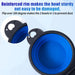 Collapsible Dog Dual Bowls Reinforced Rim 180 Degrees Flip over Foldable Double Bowl with Lock Clips More Stable Dog Travel Bowls Pet Food Water Feeder (Blue)