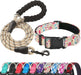 Reflective Dog Collar Padded with Soft Neoprene Breathable Adjustable Nylon Dog Collars for Small Medium Large Dogs (Medium (Pack of 1), Blue Collar+Leash)