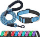 Reflective Dog Collar Padded with Soft Neoprene Breathable Adjustable Nylon Dog Collars for Small Medium Large Dogs (Medium (Pack of 1), Blue Collar+Leash)