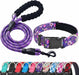 Reflective Dog Collar Padded with Soft Neoprene Breathable Adjustable Nylon Dog Collars for Small Medium Large Dogs (Medium (Pack of 1), Blue Collar+Leash)