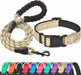 Reflective Dog Collar Padded with Soft Neoprene Breathable Adjustable Nylon Dog Collars for Small Medium Large Dogs (Medium (Pack of 1), Blue Collar+Leash)
