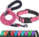 Reflective Dog Collar Padded with Soft Neoprene Breathable Adjustable Nylon Dog Collars for Small Medium Large Dogs (Medium (Pack of 1), Blue Collar+Leash)
