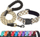 Reflective Dog Collar Padded with Soft Neoprene Breathable Adjustable Nylon Dog Collars for Small Medium Large Dogs (Medium (Pack of 1), Blue Collar+Leash)