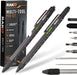 Multitool Pen - Multi-Tool Pens, LED Light, Flathead, Phillips Screwdrivers, Level, Ruler, Bottle Opener, and Stylus. Cool Gadgets Gifts for Men, Dad, EDC Pen Tool, Gift-Ready Box, Pack of 2