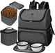 Pet Travel Bag, Double-Layer Pet Supplies Backpack (For All Pet Travel Supplies), Pet Travel Backpack with 2 Silicone Collapsible Bowls and 2 Food Baskets Grey