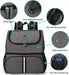 Pet Travel Bag, Double-Layer Pet Supplies Backpack (For All Pet Travel Supplies), Pet Travel Backpack with 2 Silicone Collapsible Bowls and 2 Food Baskets Grey