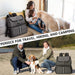 Pet Travel Bag, Double-Layer Pet Supplies Backpack (For All Pet Travel Supplies), Pet Travel Backpack with 2 Silicone Collapsible Bowls and 2 Food Baskets Grey