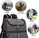 Pet Travel Bag, Double-Layer Pet Supplies Backpack (For All Pet Travel Supplies), Pet Travel Backpack with 2 Silicone Collapsible Bowls and 2 Food Baskets Grey