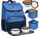 Pet Travel Bag, Double-Layer Pet Supplies Backpack (For All Pet Travel Supplies), Pet Travel Backpack with 2 Silicone Collapsible Bowls and 2 Food Baskets Grey