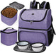Pet Travel Bag, Double-Layer Pet Supplies Backpack (For All Pet Travel Supplies), Pet Travel Backpack with 2 Silicone Collapsible Bowls and 2 Food Baskets Grey