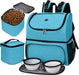 Pet Travel Bag, Double-Layer Pet Supplies Backpack (For All Pet Travel Supplies), Pet Travel Backpack with 2 Silicone Collapsible Bowls and 2 Food Baskets Grey