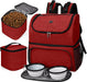 Pet Travel Bag, Double-Layer Pet Supplies Backpack (For All Pet Travel Supplies), Pet Travel Backpack with 2 Silicone Collapsible Bowls and 2 Food Baskets Grey