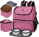 Pet Travel Bag, Double-Layer Pet Supplies Backpack (For All Pet Travel Supplies), Pet Travel Backpack with 2 Silicone Collapsible Bowls and 2 Food Baskets Grey
