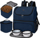 Pet Travel Bag, Double-Layer Pet Supplies Backpack (For All Pet Travel Supplies), Pet Travel Backpack with 2 Silicone Collapsible Bowls and 2 Food Baskets Grey
