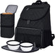 Pet Travel Bag, Double-Layer Pet Supplies Backpack (For All Pet Travel Supplies), Pet Travel Backpack with 2 Silicone Collapsible Bowls and 2 Food Baskets Grey
