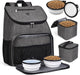 Pet Travel Bag, Double-Layer Pet Supplies Backpack (For All Pet Travel Supplies), Pet Travel Backpack with 2 Silicone Collapsible Bowls and 2 Food Baskets Grey