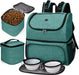 Pet Travel Bag, Double-Layer Pet Supplies Backpack (For All Pet Travel Supplies), Pet Travel Backpack with 2 Silicone Collapsible Bowls and 2 Food Baskets Grey