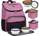 Pet Travel Bag, Double-Layer Pet Supplies Backpack (For All Pet Travel Supplies), Pet Travel Backpack with 2 Silicone Collapsible Bowls and 2 Food Baskets Grey