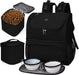 Pet Travel Bag, Double-Layer Pet Supplies Backpack (For All Pet Travel Supplies), Pet Travel Backpack with 2 Silicone Collapsible Bowls and 2 Food Baskets Grey