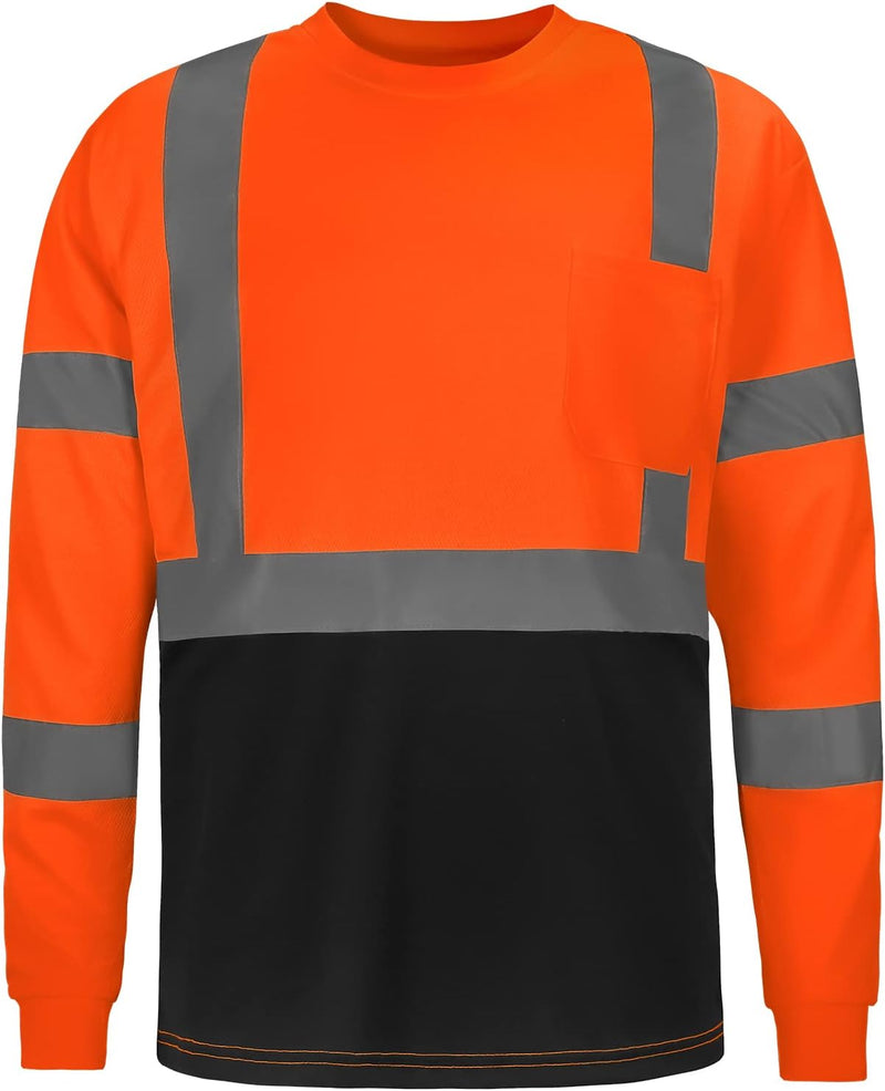 High Visibility Shirts Quick Dry Safety T Shirts with Reflective Strips and Pocket Short Sleeve Mesh Hi Vis Construction Work Class 2 Shirt for Men/Women Black Bottom Lime,Medium