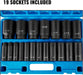 Impact Socket Set 1/2 Inches 19 Piece, Deep Socket, 6-Point Sockets, Rugged Construction, Cr-V, 1/2 Inches Drive Socket Set Impact 3/8 Inch - 1-1/2 Inch, with a Storage Cage