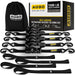 Ratchet Straps Heavy Duty 4 Pack -15 FT - 2200 LB Break Strength – with Safety Lock S Hooks - Cargo Straps for Moving, Appliances, Motorcycle – Soft Loop Tie down Straps