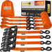 Ratchet Straps Heavy Duty 4 Pack -15 FT - 2200 LB Break Strength – with Safety Lock S Hooks - Cargo Straps for Moving, Appliances, Motorcycle – Soft Loop Tie down Straps