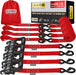 Ratchet Straps Heavy Duty 4 Pack -15 FT - 2200 LB Break Strength – with Safety Lock S Hooks - Cargo Straps for Moving, Appliances, Motorcycle – Soft Loop Tie down Straps