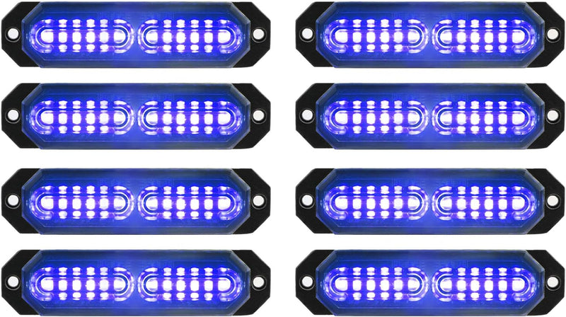 "Ultra Slim 12-LED Sync Feature Strobe Lights for Truck Car Vehicle - Emergency Beacon Hazard Warning Lights"