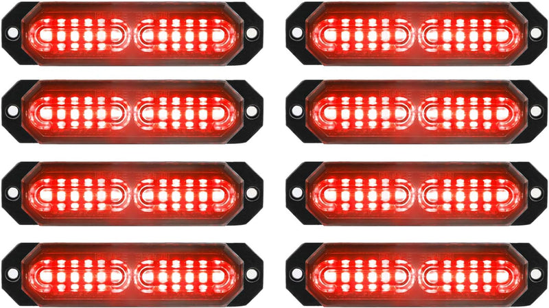 "Ultra Slim 12-LED Sync Feature Strobe Lights for Truck Car Vehicle - Emergency Beacon Hazard Warning Lights"