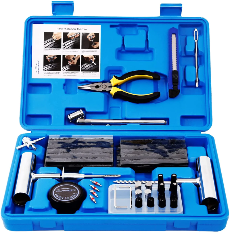 Professional Title: "Universal Heavy Duty Tire Repair Kit - 68 Piece Set for Cars, Motorcycles, Trucks, ATVs, RVs, and More"