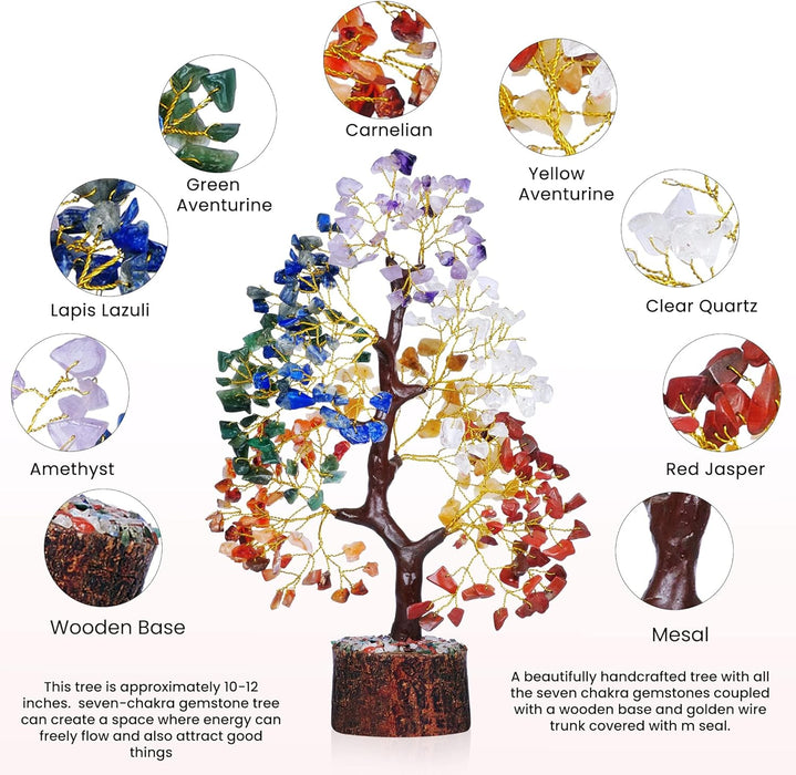 7 Chakra Tree of Life, Crystals and Healing Stones, Birthday Gifts for Women - Crystal Tree for Positive Energy, Home Office Decor, Spiritual Gifts for Women