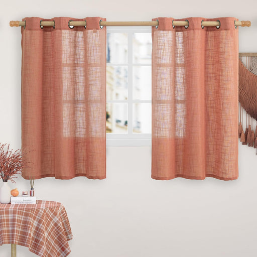 Natural Ivory Semi Sheer Linen Curtains for Living Room, 84 Inch Long Cream Light Filtering Soft Thick Neutral Drapes with Bronze Grommet for Bedroom/Farmhouse, 2 Panels, 52 X 84 Inch