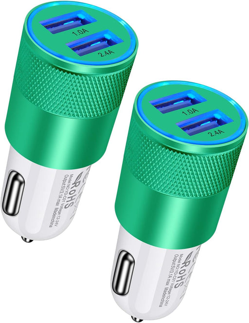 Car Charger, [2Pack/3.4A] Fast Charge Dual Port USB Cargador Carro Lighter Adapter for Iphone 15 14 13 12 11 Pro Max X XR XS 17 plus 16, Ipad, Samsung Galaxy S23 S22 S21 S25 plus S7 J7 S10E S9 Note 8