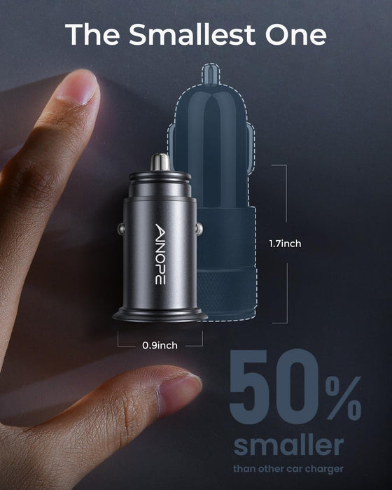 Car Charger Adapter【Smallest Metal】 4.8A Cigarette Lighter USB Car Charger Adapter Dual Port 12V USB Outlet Flush Fit for Iphone 16 Pro Max/15/14 Ipad Air Samsung Galaxy S25 S24 Ultra,Black