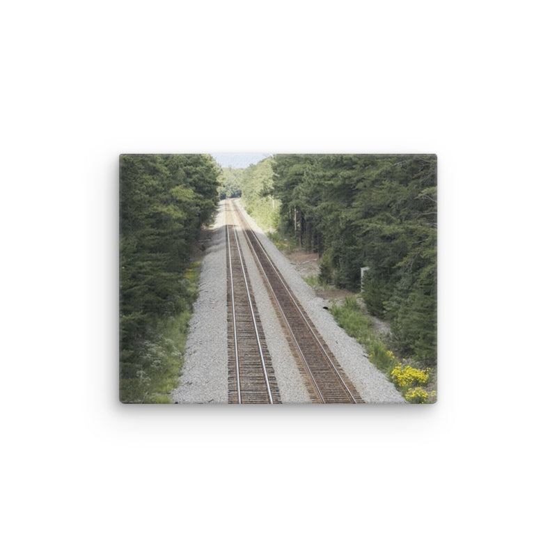 Durrett Recovery Railroad Tracks Canvas Wall Art, 11x14 inch wall canvas featuring detailed railroad track design.
