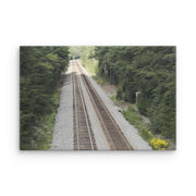 Durrett Recovery Railroad Tracks canvas wall art, 12x18 inch print on a thin canvas, ideal for rustic or industrial decor.