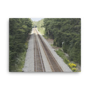 Durrett Recovery Railroad Tracks canvas wall art, 18x24-inch thin wall canvas featuring a detailed railroad track scene.