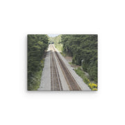 Durrett Recovery Railroad Tracks canvas wall art in 8x10 size, featuring a realistic scenic depiction of railway tracks for home decor.