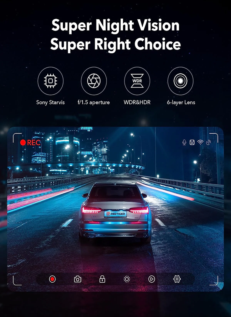 Dash Cam Front Rear, 4K/2.5K Full HD Dash Camera for Cars, Free 32GB Card, Built-In Wi-Fi GPS, 3.16” IPS Screen, Night Vision, 170°Wide Angle, WDR, 24H Parking Mode