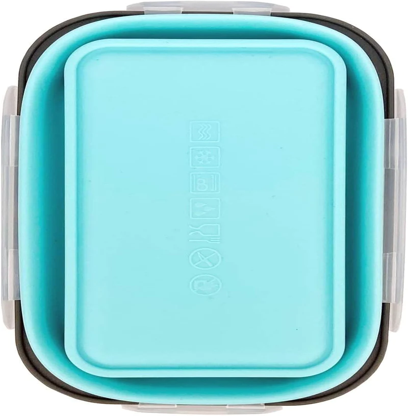 Set of 3 Collapsible Food Storage Containers with Lids, Collapsible Silicone Bowls, Silicone Lunch Containers, for Meal Prep, Camping, Travel, Microwave and Freezer Safe,500Ml,Blue