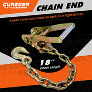 Car Tie down Straps for Trailers with Heavy Duty Chain Anchors (4 PK) - 2 Inch X 10 Feet - 3,300 Lbs Safe Working Load, Wheel Straps for Hauling Cars,Tire Straps for a Car Trailer