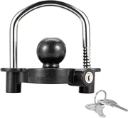 Trailer Hitch Lock Universal Ball Tow Coupler Security Lock Anti-Theft Fits 1-7/8", 2", and 2-5/16" Couplers, Heavy Duty Steel for Towing Trailers Caravans, Black