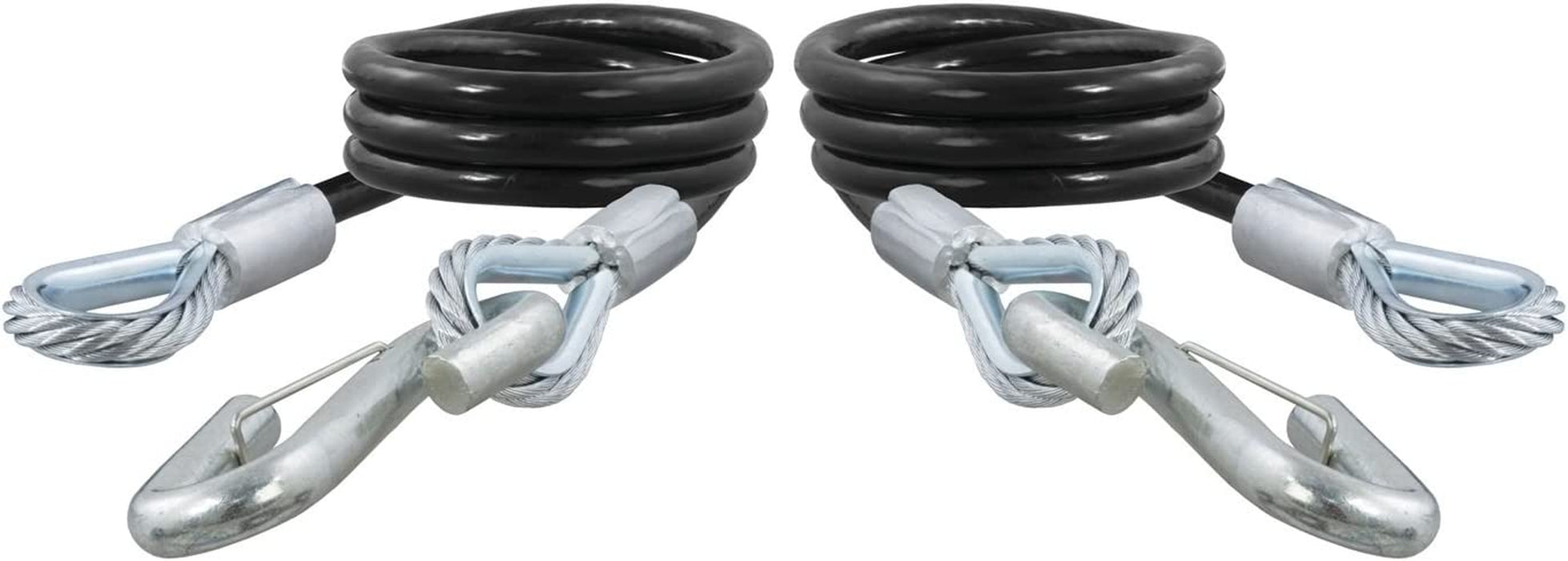 44-Inch Vinyl-Coated Trailer Safety Cables, 17/32-In Snap Hooks, 7,500 Lbs Break Strength, Pack of 2 , Black
